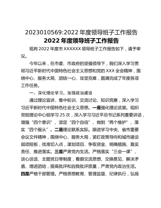 2022年度领导班子工作报告