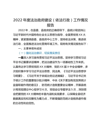 2022年度法治政府建设（依法行政）工作情况报告