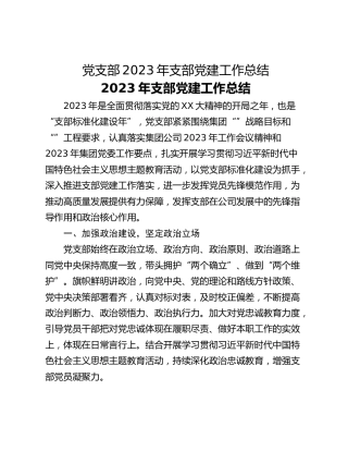 党支部2023年支部党建工作总结