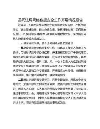 县司法局网络数据安全工作开展情况报告