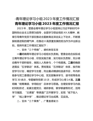 -青年理论学习小组2023年度工作情况汇报