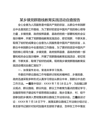 某乡镇党群路线教育实践活动自查报告