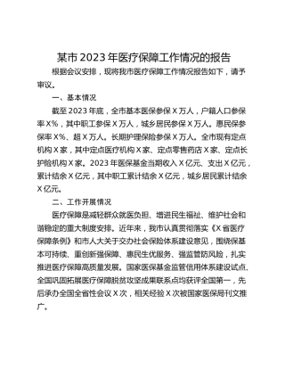 某市2023年医疗保障工作情况的报告