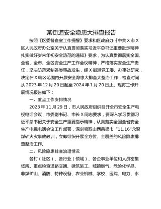某街道安全隐患大排查报告
