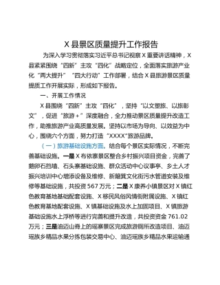 X县景区质量提升工作报告