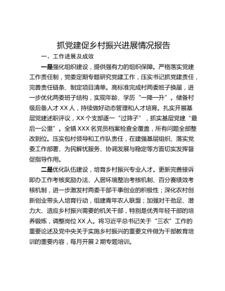 抓党建促乡村振兴进展情况报告