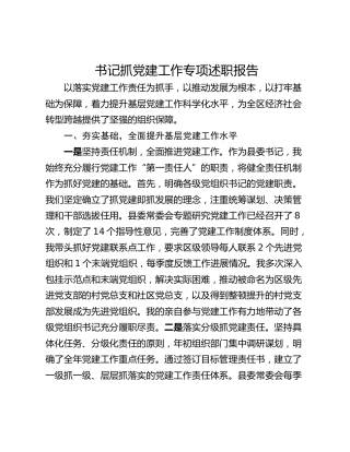 书记抓党建工作专项述职报告