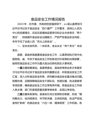食品安全工作情况报告