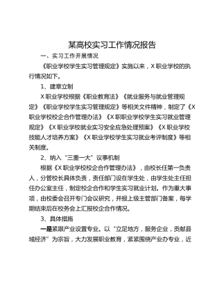 某高校实习工作情况报告