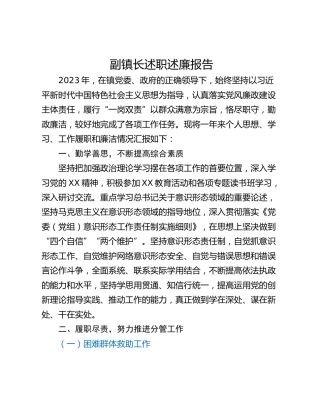 副镇长述职述廉报告