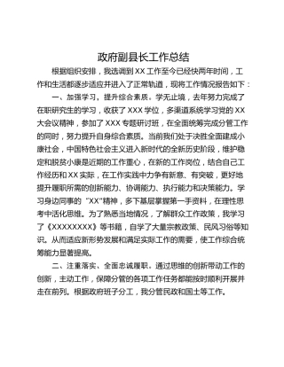 政府副县长工作总结