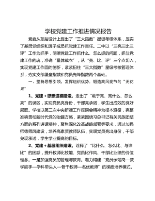 学校党建工作推进情况报告