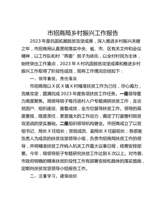 市招商局乡村振兴工作报告