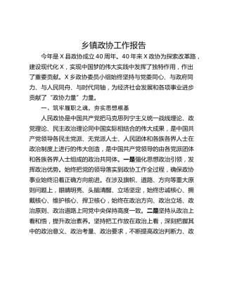 乡镇政协工作报告