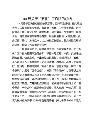 xx局关于“五化”工作法的总结