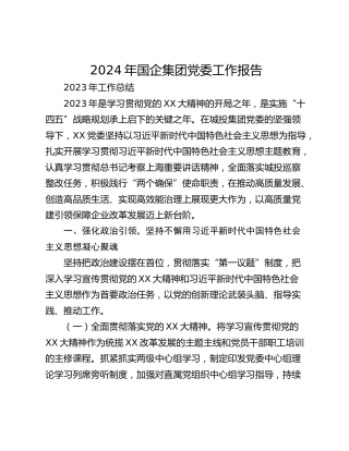 2024年国企集团党委工作报告