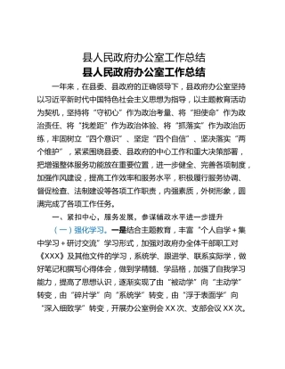 县人民政府办公室工作总结