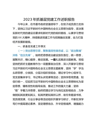 2023年抓基层党建工作述职报告_1