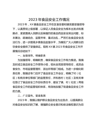 2023年食品安全工作情况