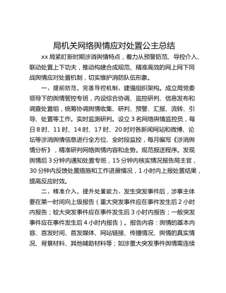 局机关网络舆情应对处置公主总结