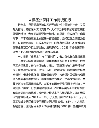 X县医疗保障工作情况汇报