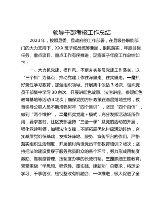 领导干部考核工作总结