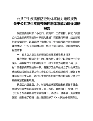 公共卫生疾病预防控制体系能力建设报告