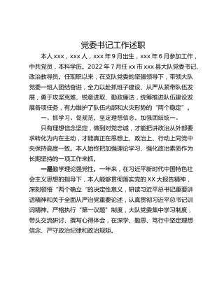 党委书记工作述职