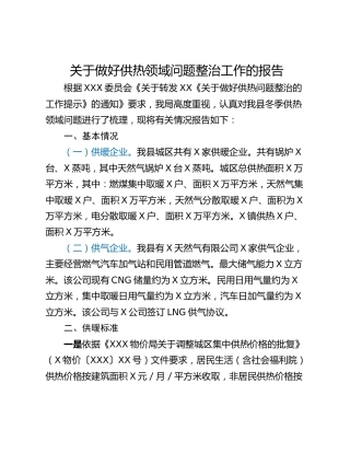 关于做好供热领域问题整治工作的报告