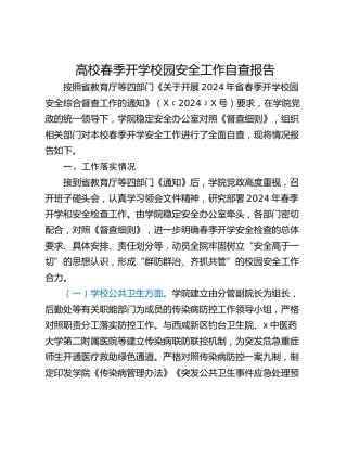 高校春季开学校园安全工作自查报告_1