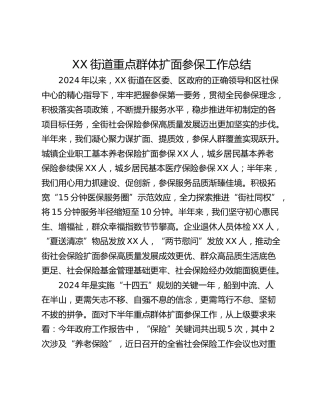 XX街道重点群体扩面参保工作总结