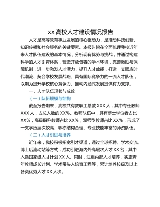 xx高校人才建设情况报告