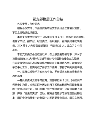 党支部换届工作总结