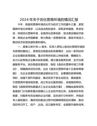 2024年关于优化营商环境的情况汇报