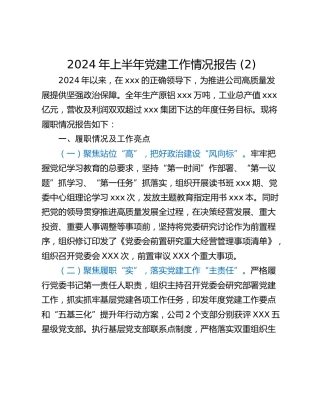 2024年上半年党建工作情况报告 (2)