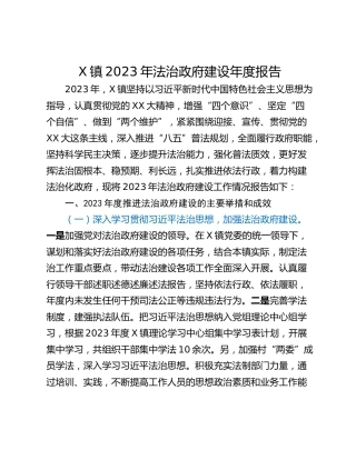 X镇2023年法治政府建设年度报告