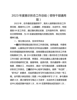 2023年度意识形态工作总结（领导干部通用版）