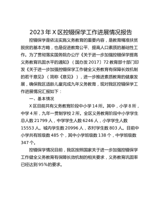 2023年X区控辍保学工作进展情况报告
