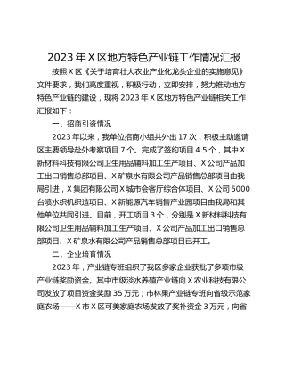 2023年X区地方特色产业链工作情况汇报