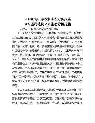XX区司法局政治生态分析报告