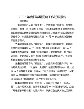 2023年度抓基层党建工作述职报告_1