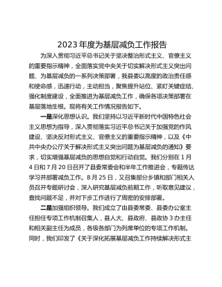 2023年度为基层减负工作报告