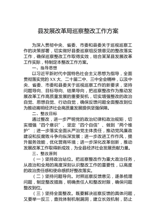 县发展改革局巡察整改工作方案