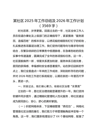 某社区2025年工作总结及2026年工作计划（3569字）
