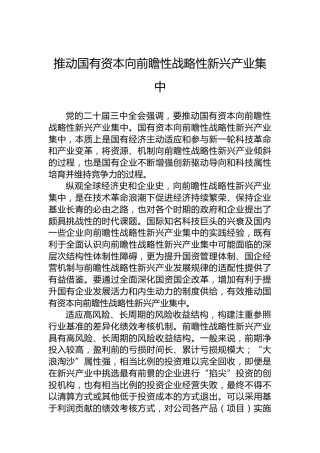 推动国有资本向前瞻性战略性新兴产业集中