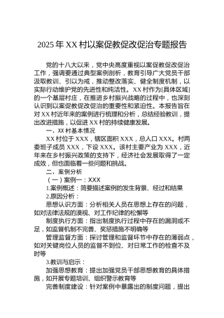 2025年XX村以案促教促改促治专题报告