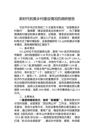 新时代和美乡村建设情况的调研报告