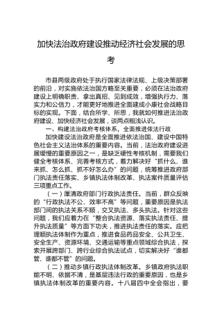 加快法治政府建设推动经济社会发展的思考