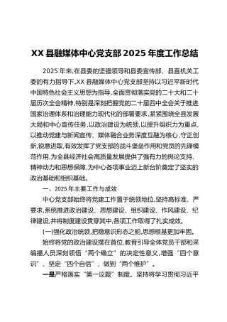 XX县融媒体中心党支部2025年度工作总结