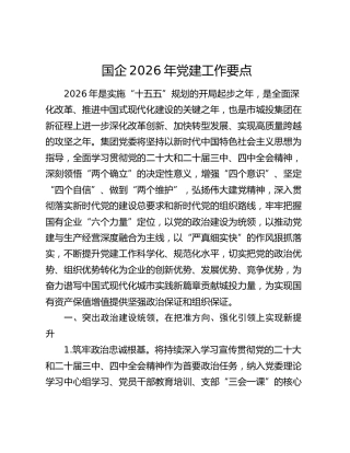 国企2026年党建工作要点